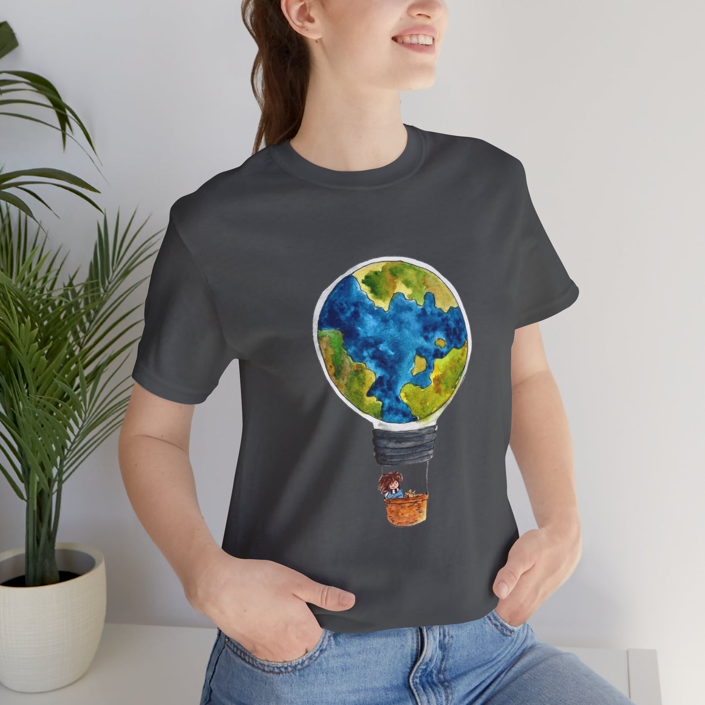 World and Hot Air Balloon Graphic Oversized T-Shirt YSS-TS-0002