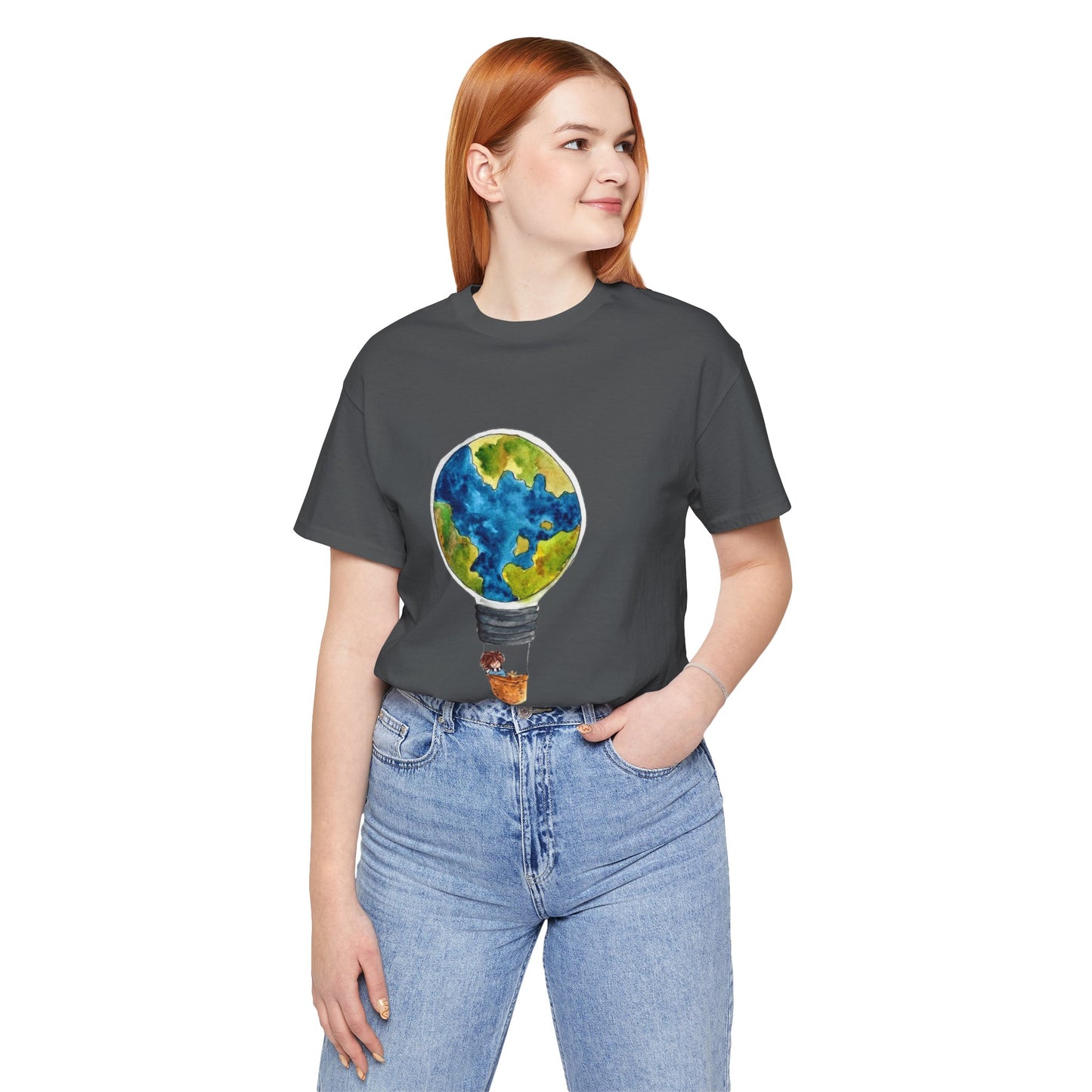 World and Hot Air Balloon Graphic Oversized T-Shirt YSS-TS-0002