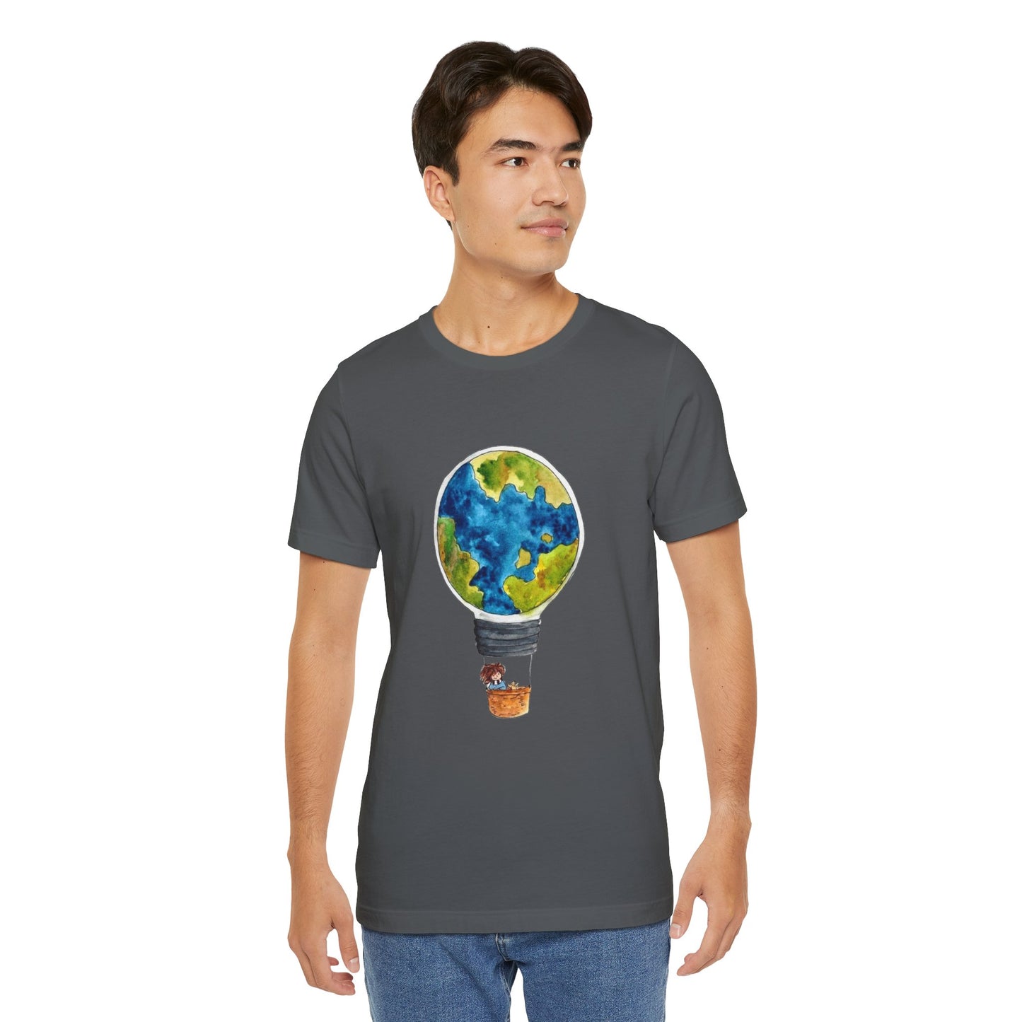 World and Hot Air Balloon Graphic Oversized T-Shirt YSS-TS-0002