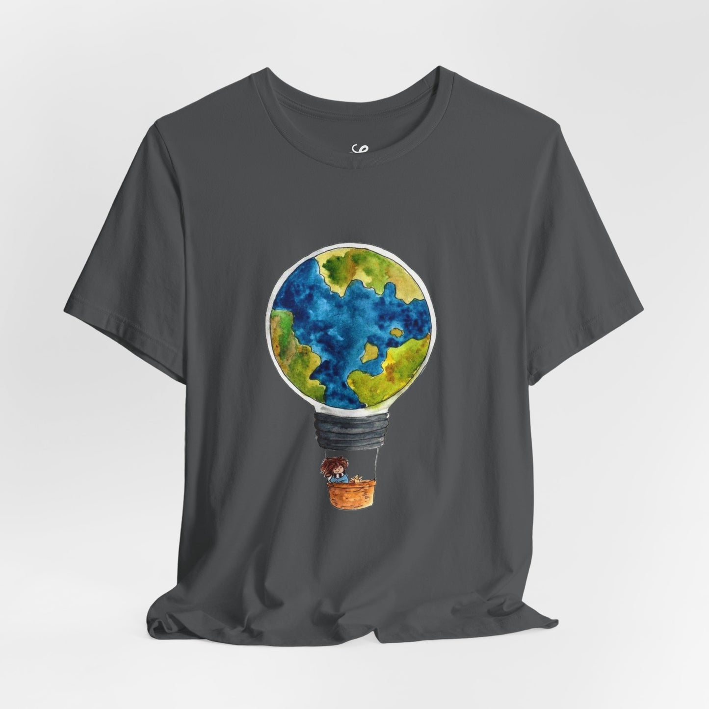 World and Hot Air Balloon Graphic Oversized T-Shirt YSS-TS-0002