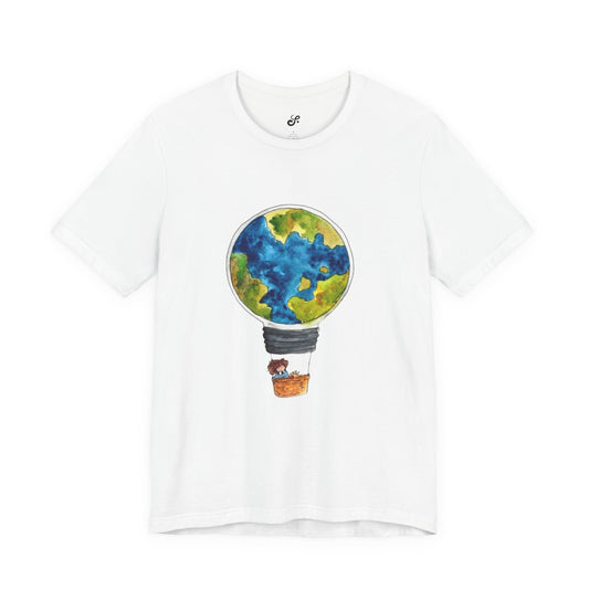 World and Hot Air Balloon Graphic Oversized T-Shirt YSS-TS-0002