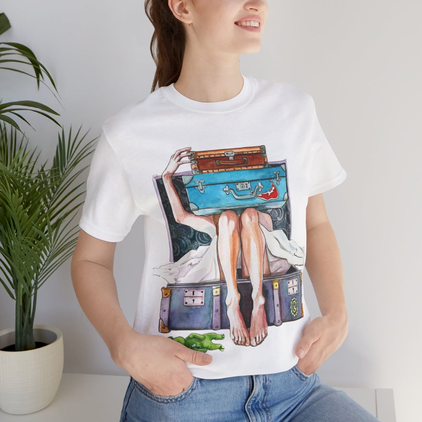Travel & Exploration Themed Suitcase Illustrated Oversized T-Shirt YSS-TS-0004