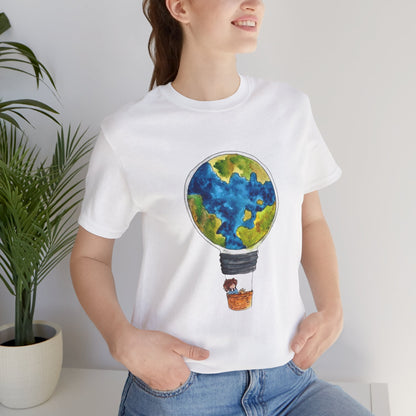 World and Hot Air Balloon Graphic Oversized T-Shirt YSS-TS-0002