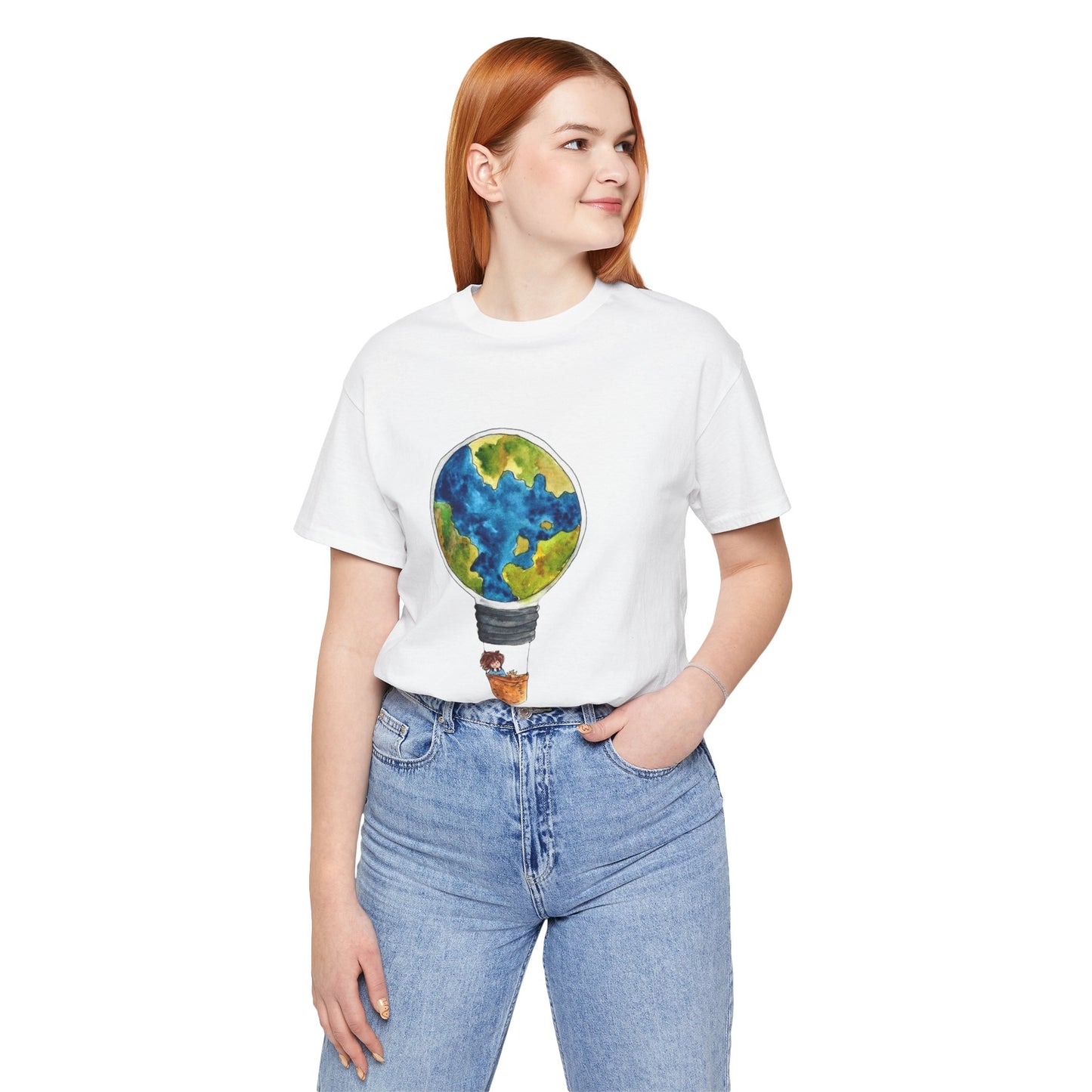 World and Hot Air Balloon Graphic Oversized T-Shirt YSS-TS-0002