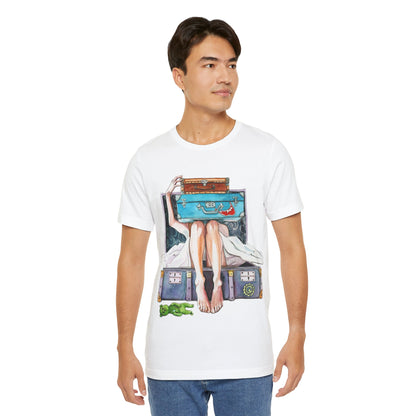 Travel & Exploration Themed Suitcase Illustrated Oversized T-Shirt YSS-TS-0004