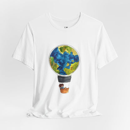 World and Hot Air Balloon Graphic Oversized T-Shirt YSS-TS-0002
