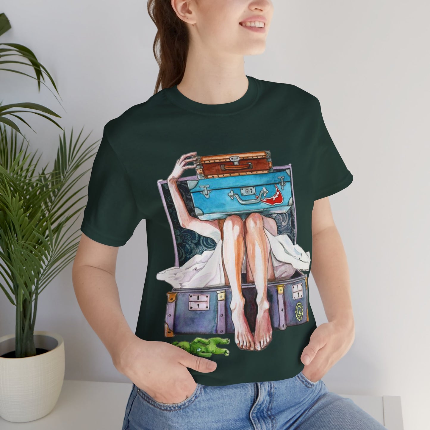 Travel & Exploration Themed Suitcase Illustrated Oversized T-Shirt YSS-TS-0004