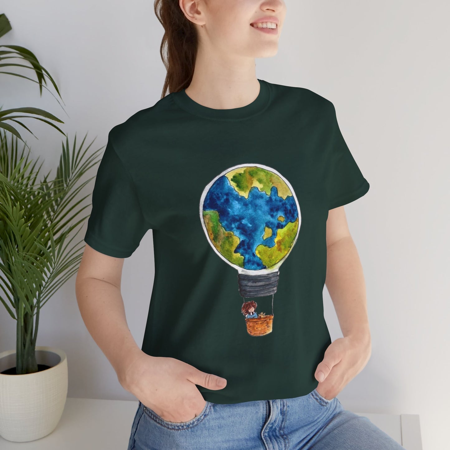 World and Hot Air Balloon Graphic Oversized T-Shirt YSS-TS-0002