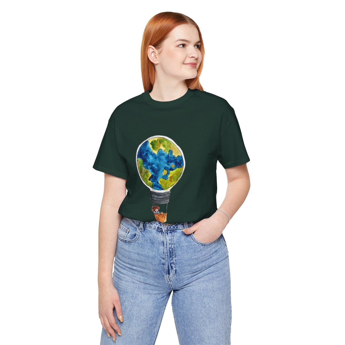 World and Hot Air Balloon Graphic Oversized T-Shirt YSS-TS-0002