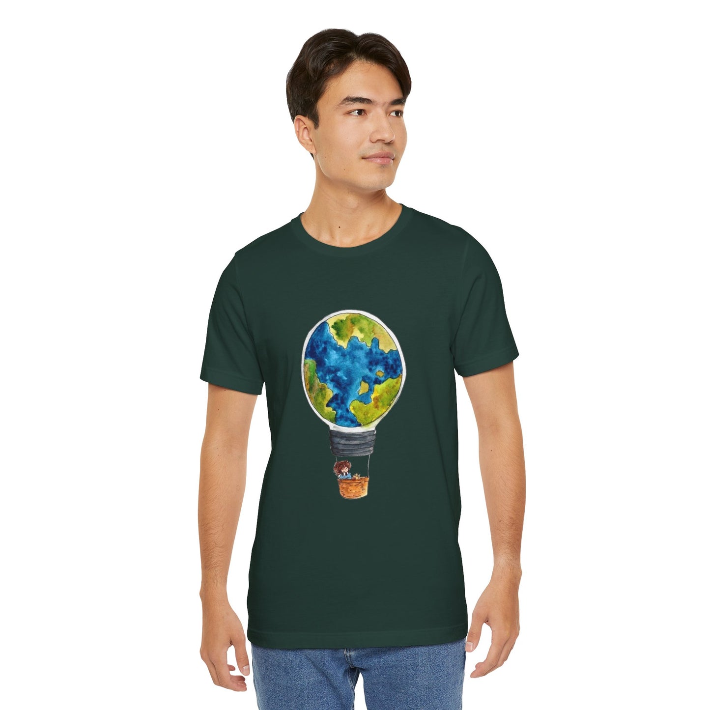 World and Hot Air Balloon Graphic Oversized T-Shirt YSS-TS-0002