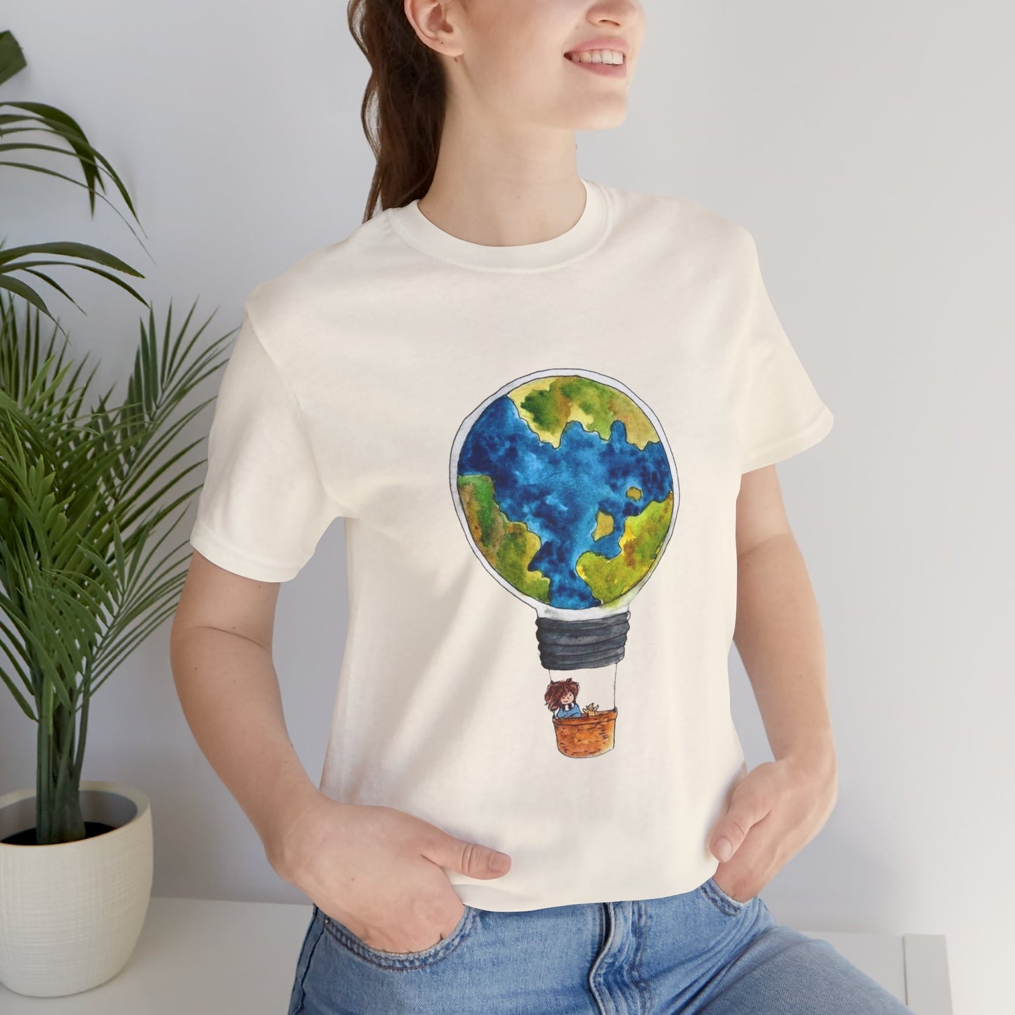 World and Hot Air Balloon Graphic Oversized T-Shirt YSS-TS-0002