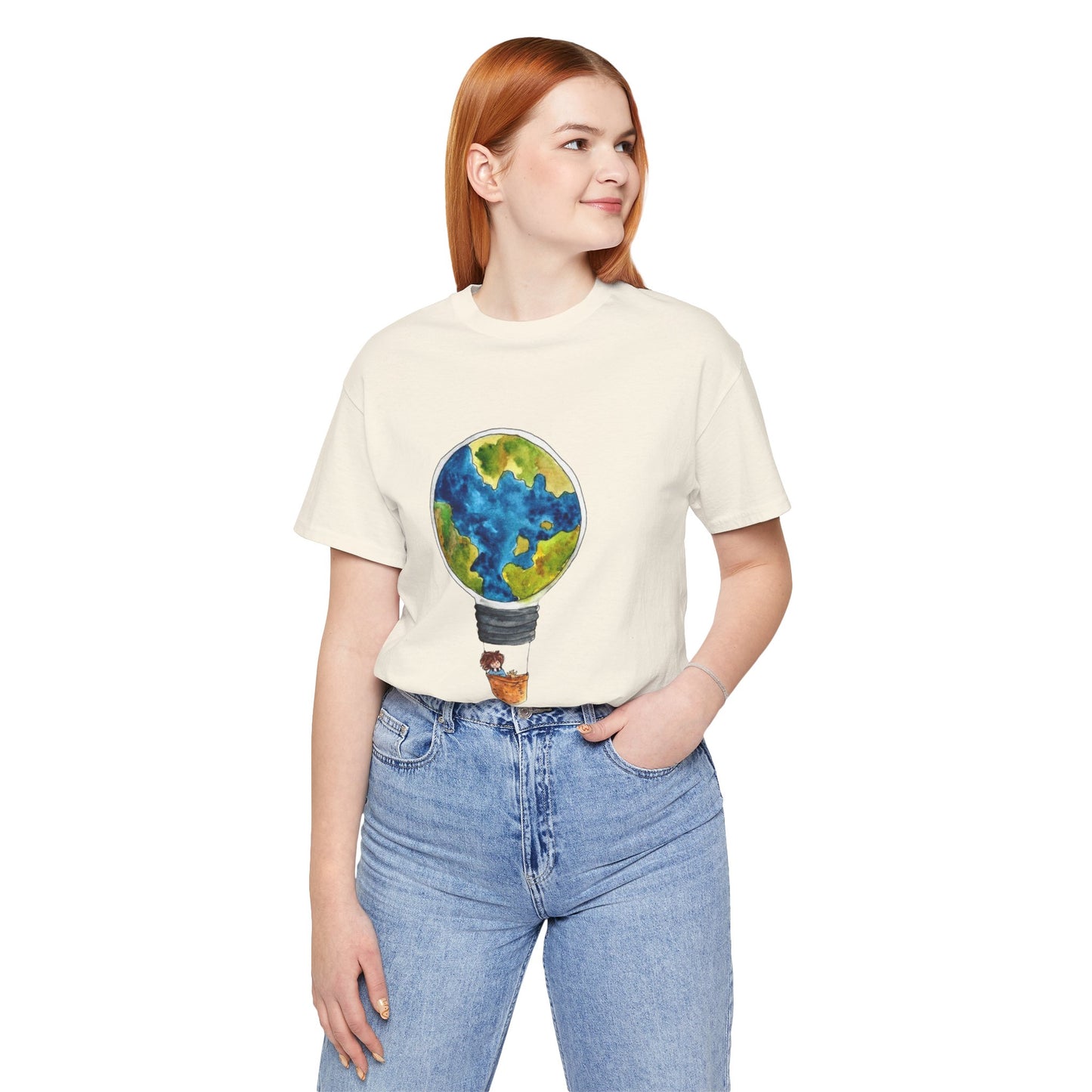 World and Hot Air Balloon Graphic Oversized T-Shirt YSS-TS-0002