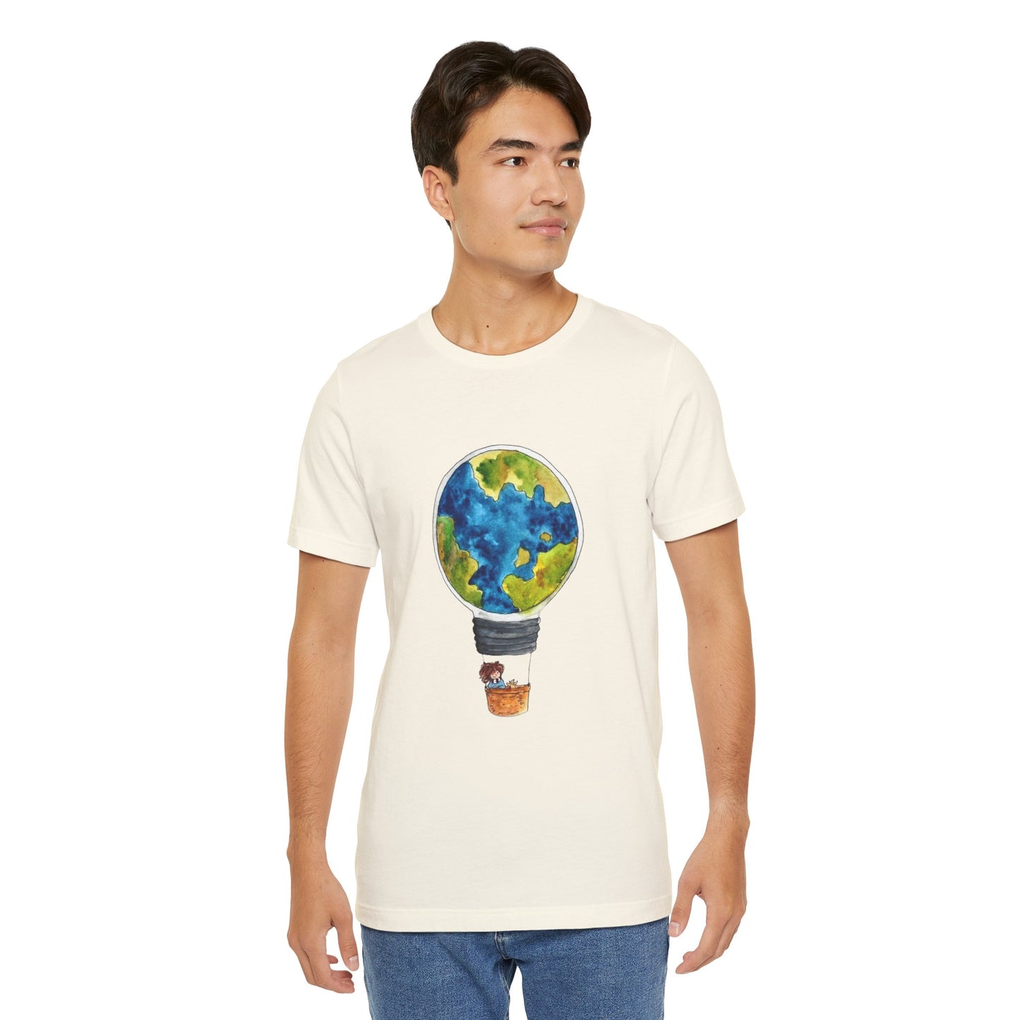 World and Hot Air Balloon Graphic Oversized T-Shirt YSS-TS-0002