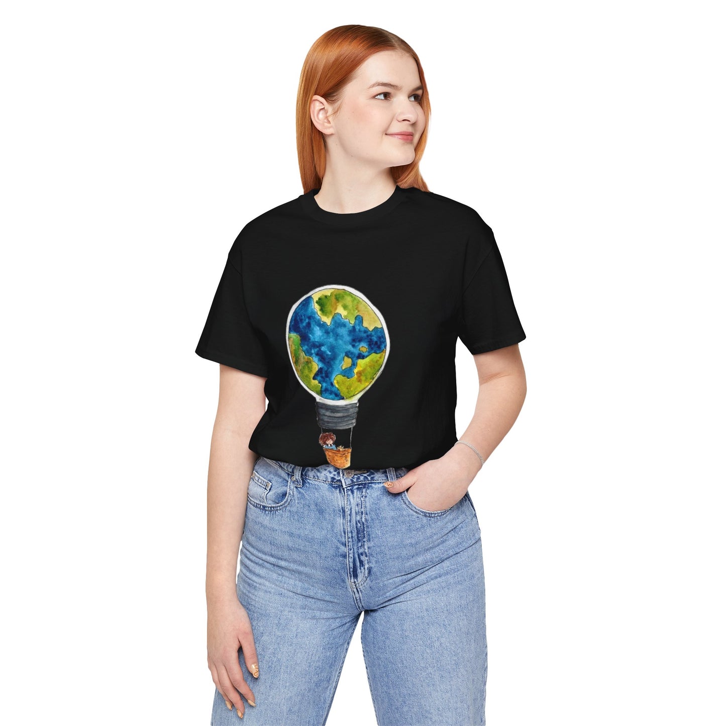 World and Hot Air Balloon Graphic Oversized T-Shirt YSS-TS-0002