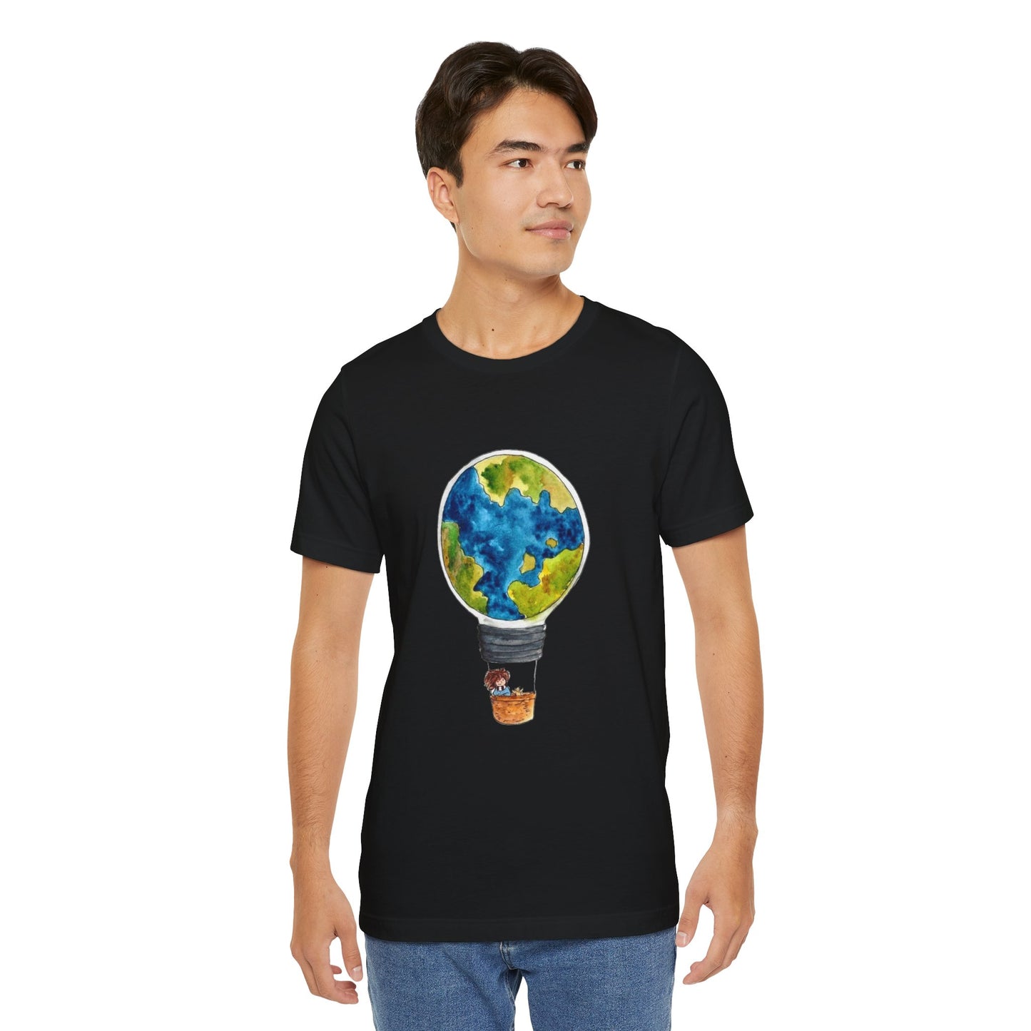 World and Hot Air Balloon Graphic Oversized T-Shirt YSS-TS-0002