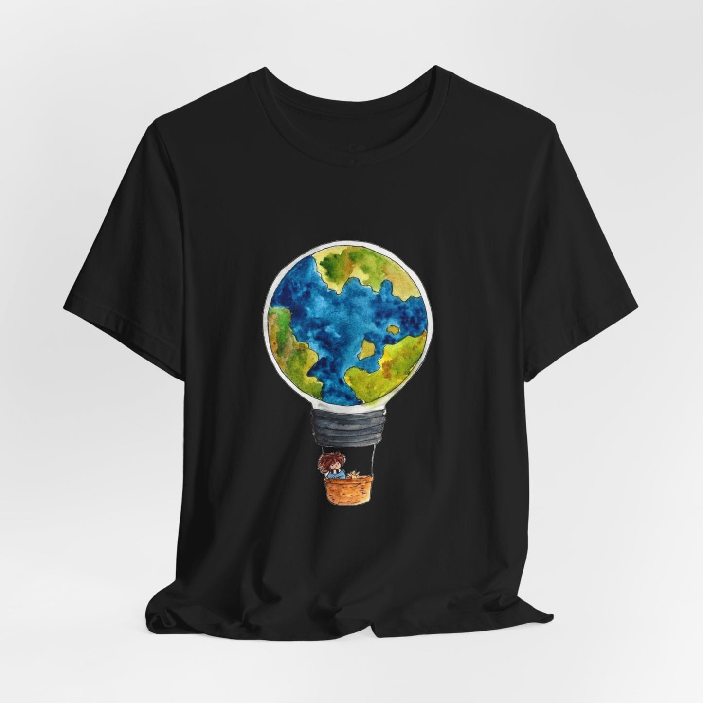 World and Hot Air Balloon Graphic Oversized T-Shirt YSS-TS-0002