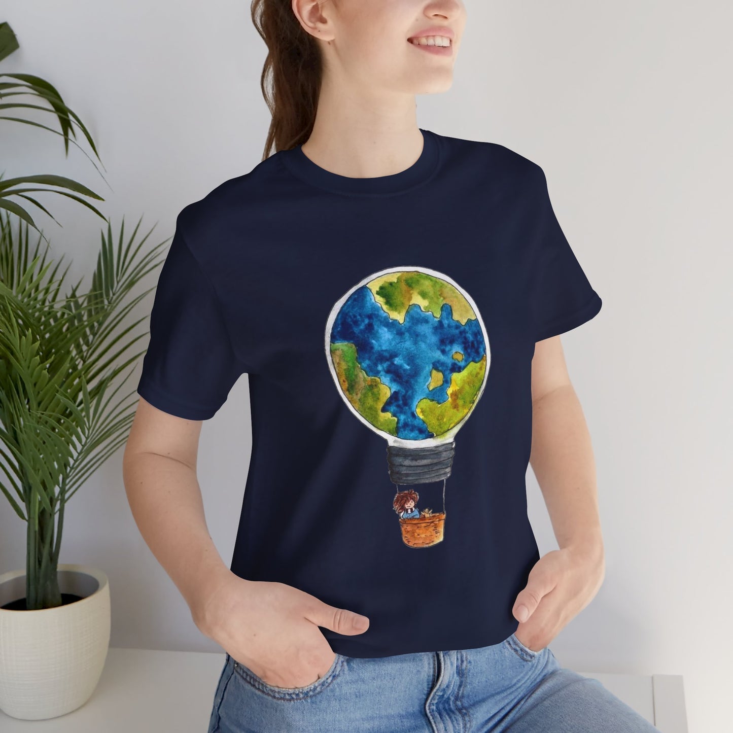 World and Hot Air Balloon Graphic Oversized T-Shirt YSS-TS-0002