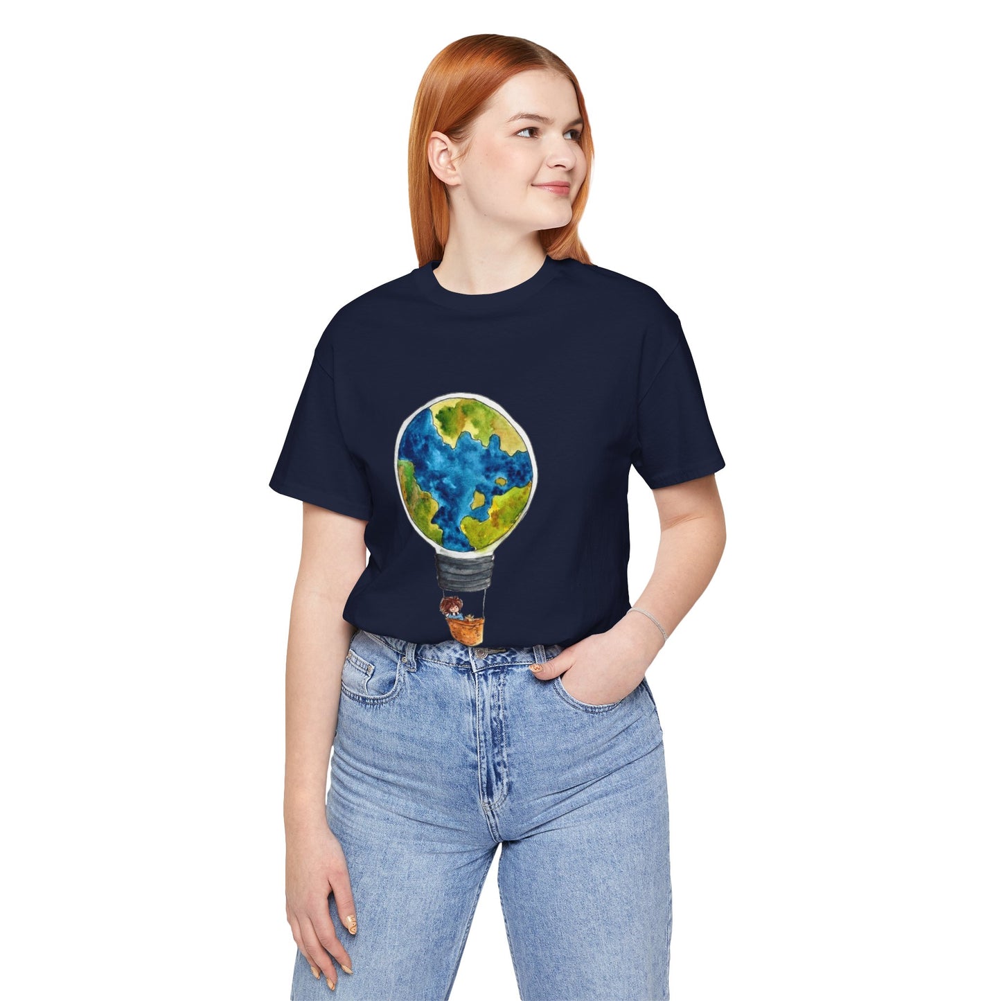World and Hot Air Balloon Graphic Oversized T-Shirt YSS-TS-0002