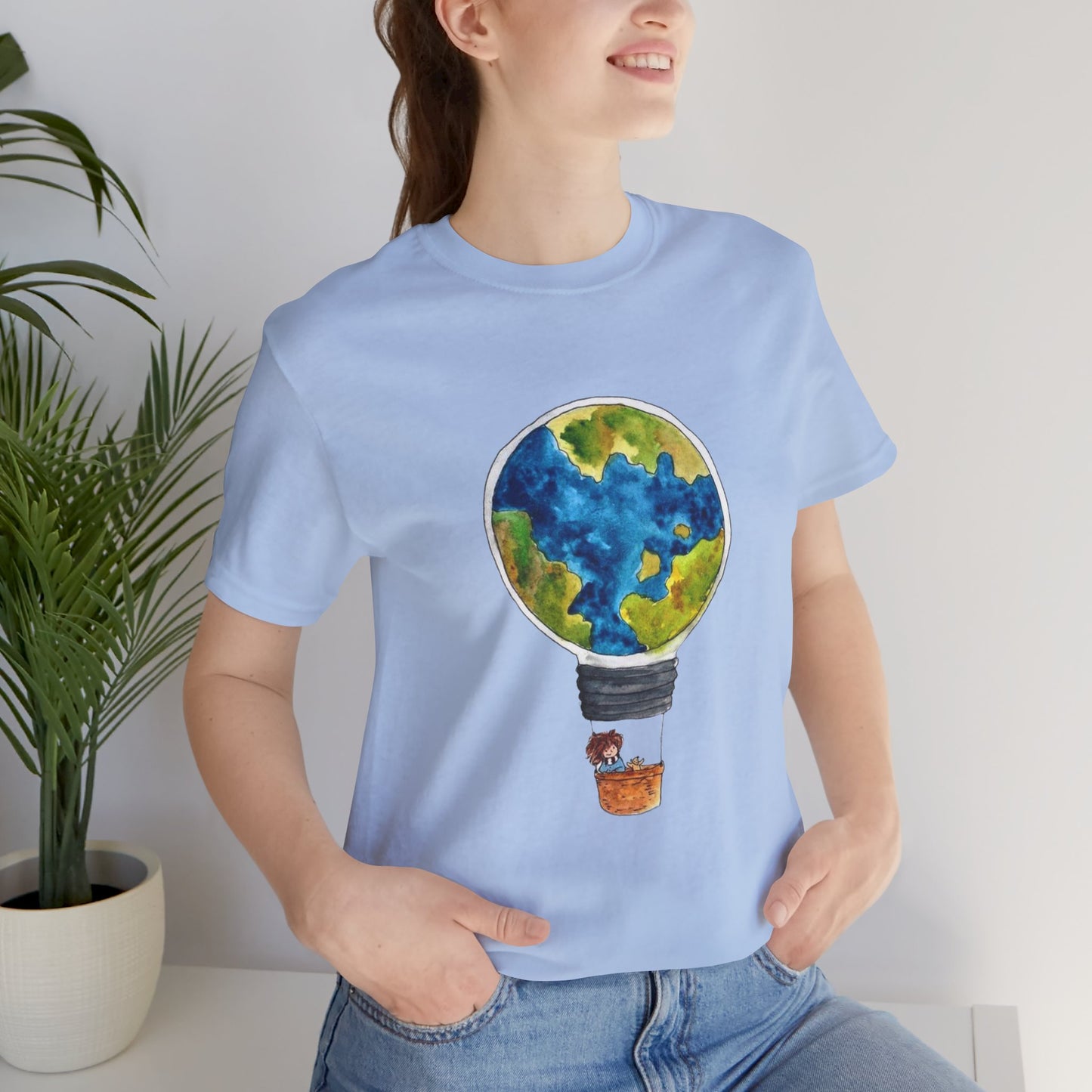 World and Hot Air Balloon Graphic Oversized T-Shirt YSS-TS-0002