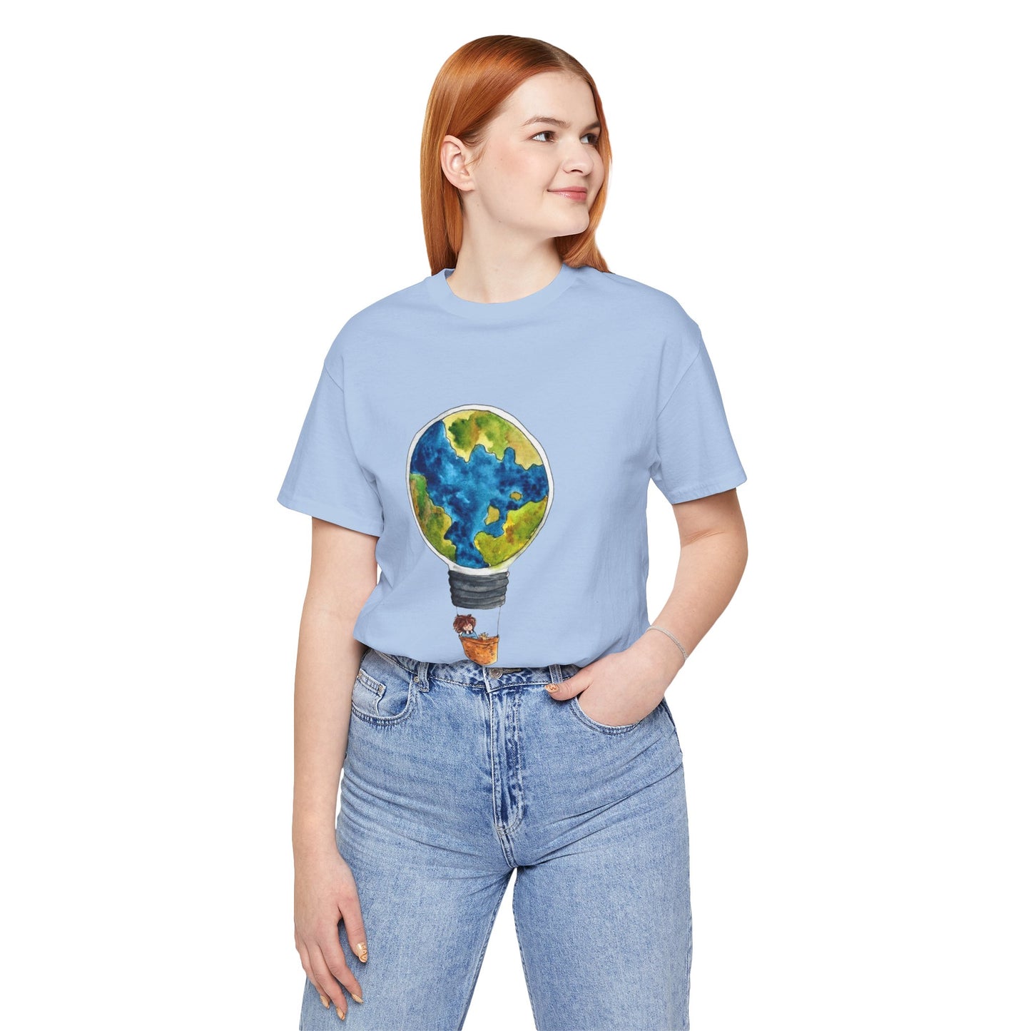 World and Hot Air Balloon Graphic Oversized T-Shirt YSS-TS-0002