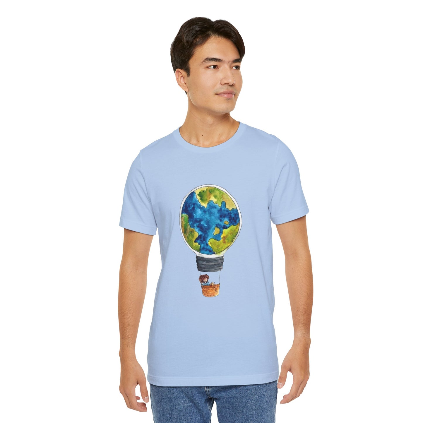 World and Hot Air Balloon Graphic Oversized T-Shirt YSS-TS-0002